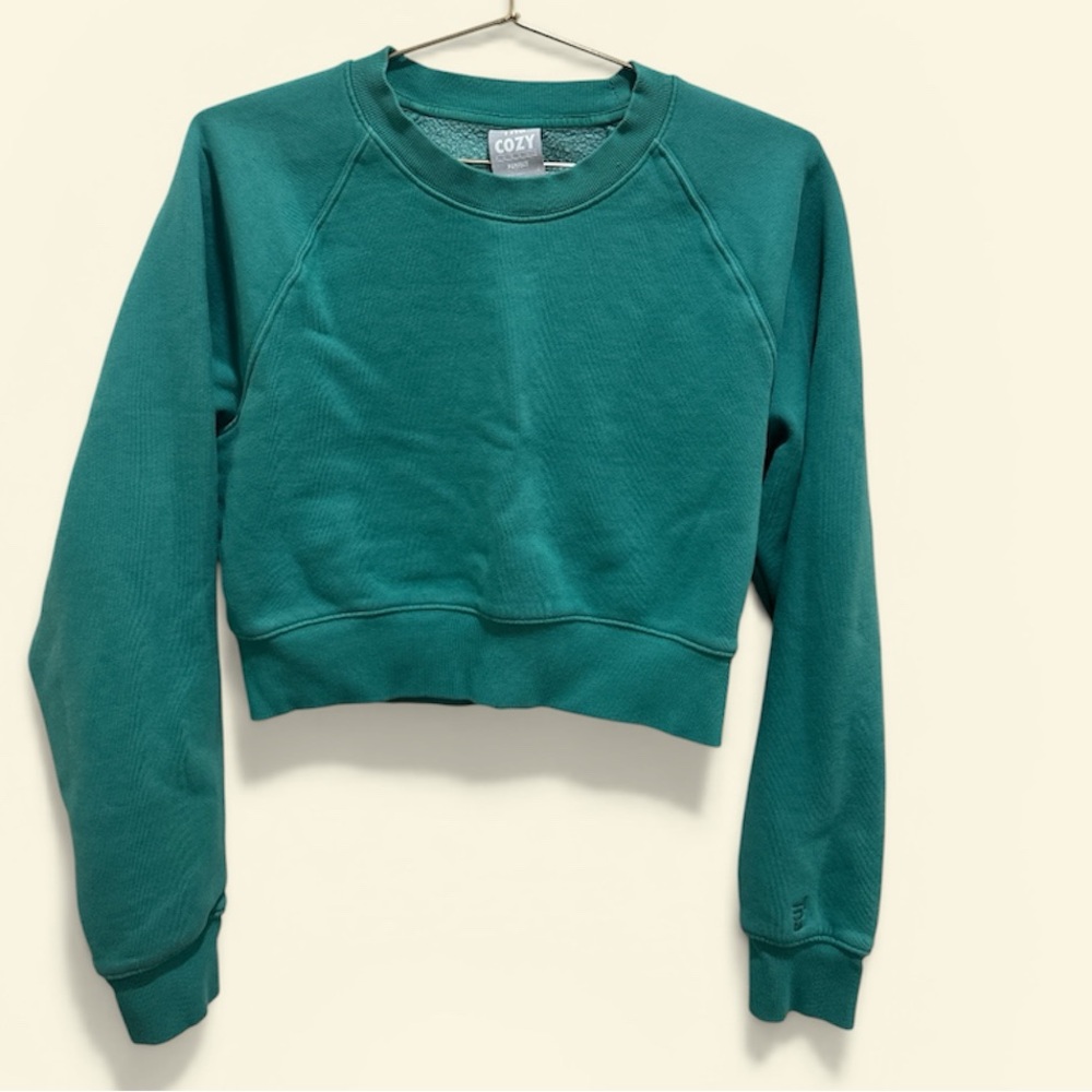 TNA Teal Cropped Crew Sweatshirt